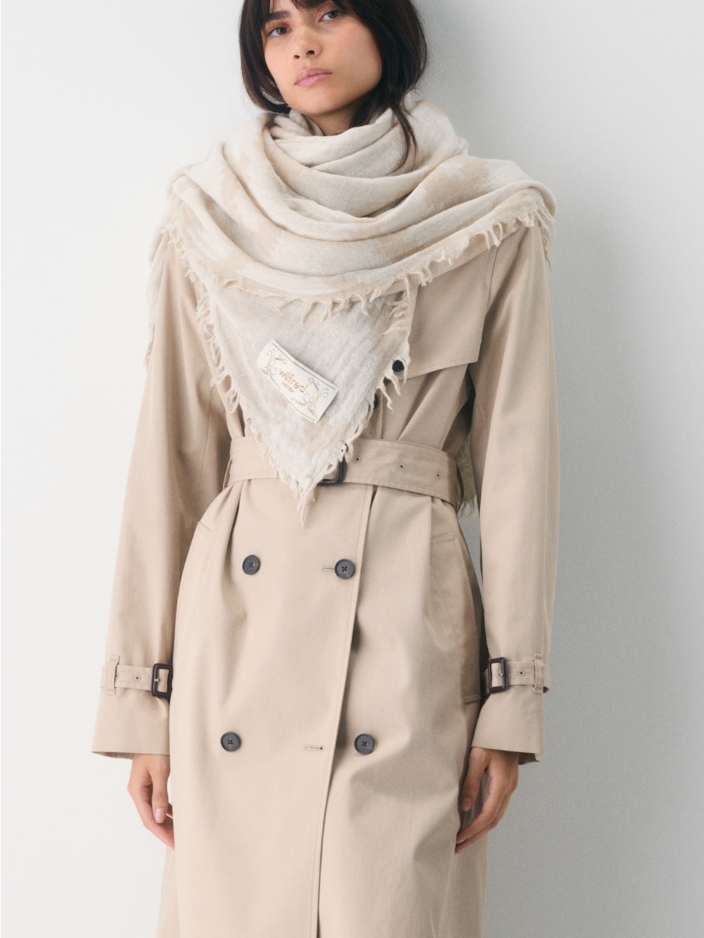 Aritzia Scandi Merino Wool Blanket Scarf Birch/Grey